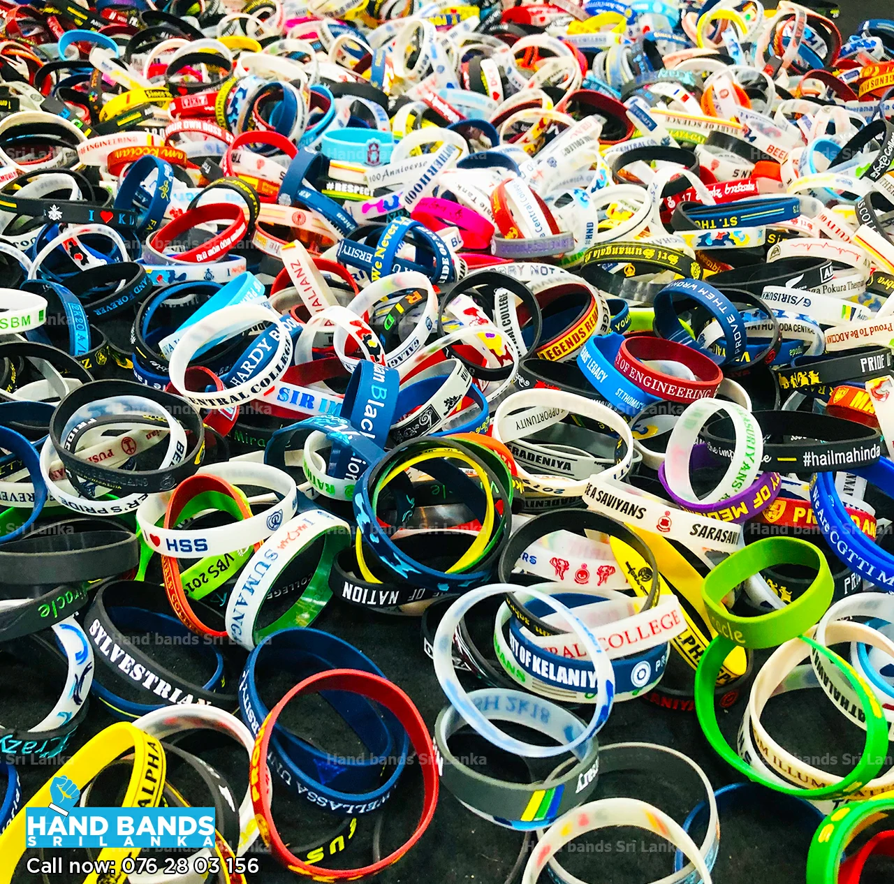 Kandurata wrist band's Normal printed wristbands/
								bracelets are made with high-quality silicone compound and print using high-quality ink.
								Band colour and printing colour is your choice. We facilitate multiple colours of bands
								in a single design.